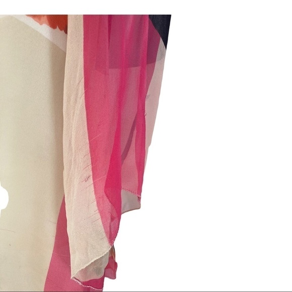 Magaschoni Collection Silk blouse Tunic Beaded Collar Double layer Chiffon - Picture 6 of 14